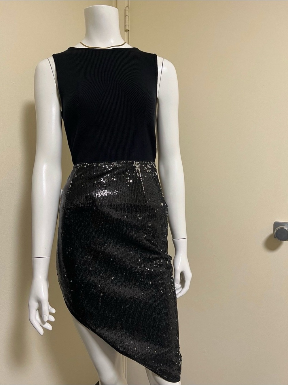 NWT - Emory Park Black Sequin Asymmetrical |Evening Party Cocktail Skirt - S